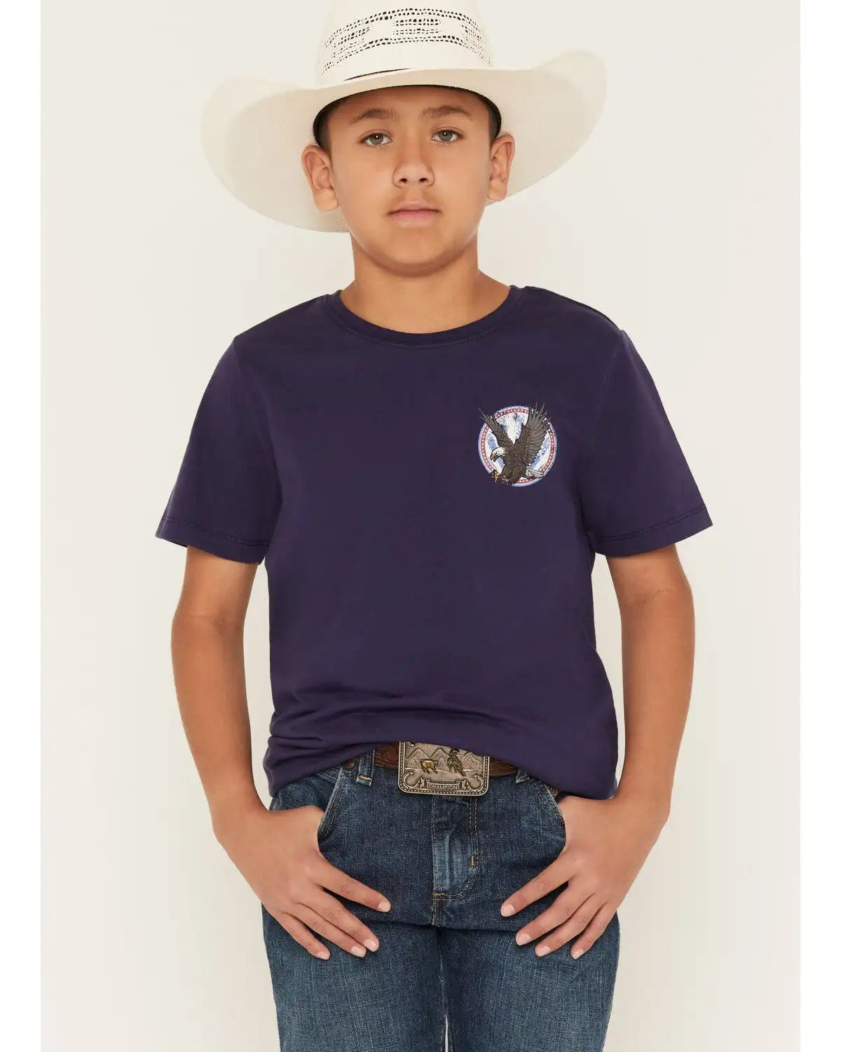 Sable Sky Boys' Eagle And Flag Short Sleeve Graphic T-Shirt