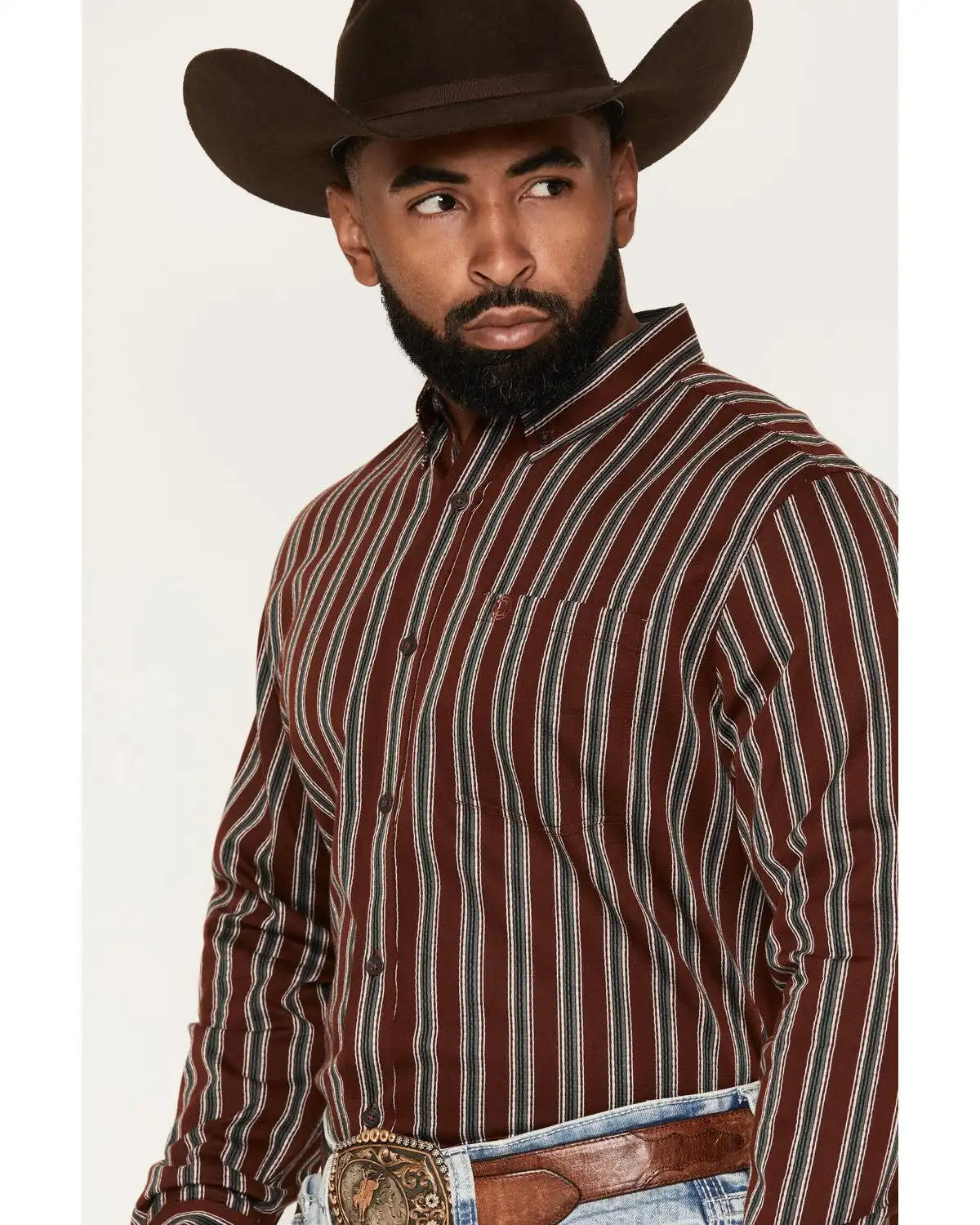 Cody James Men's Red Racer Striped Print Long Sleeve Button-Down Western Shirt