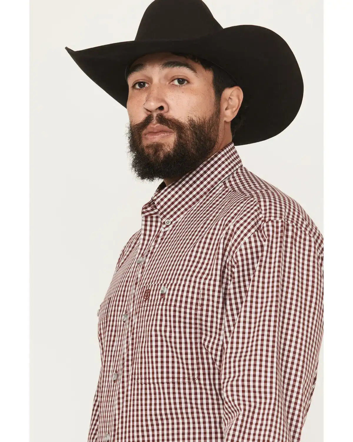George Strait Wrangler Men's Checkered Long Sleeve Button-Down Stretch Western Shirt - Tall