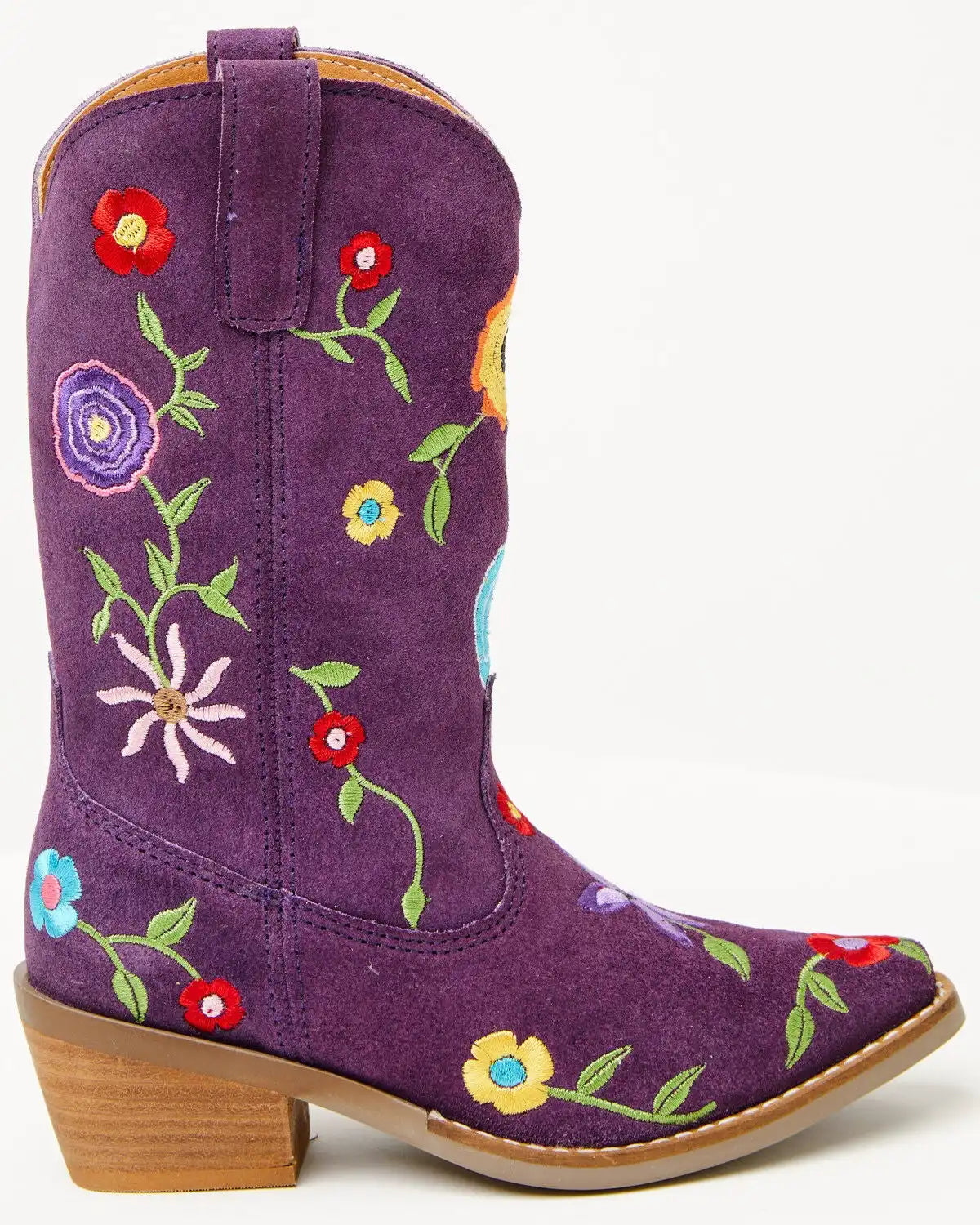 Dingo Girls' Flower Power Suede Western Boots - Snip Toe