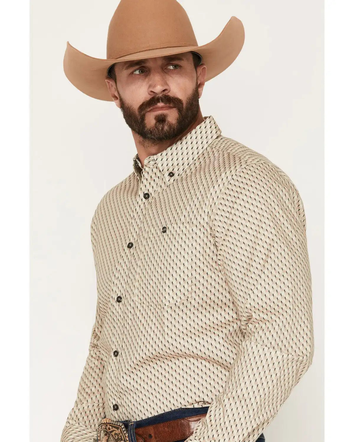 RANK 45® Men's Men's Rowdy Geo Print Long Sleeve Button-Down Stretch Western Shirt