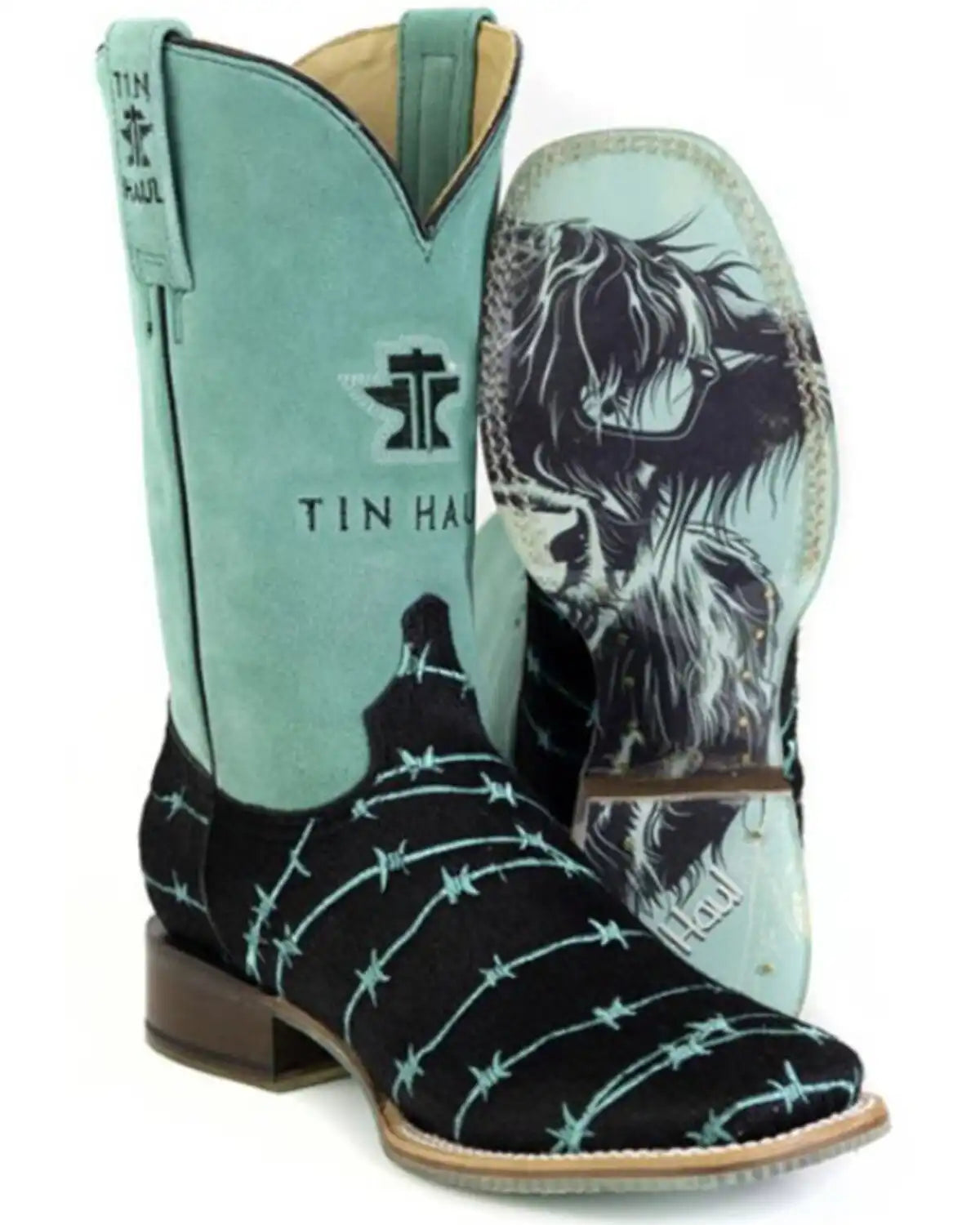 Tin Haul Women's Barbwire Belle Suede Western Boots - Broad Square Toe