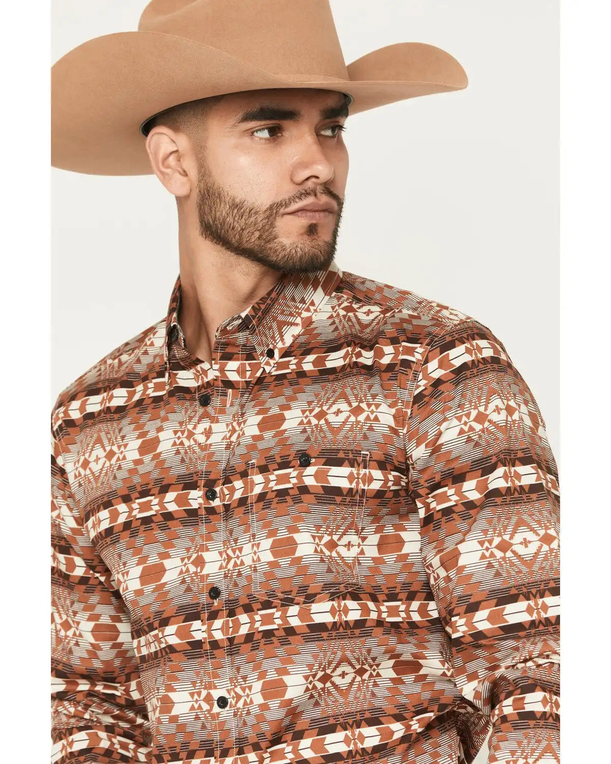 RANK 45® Men's Mountain Shadow Southwestern Print Long Sleeve Button-Down Stretch Western Shirt
