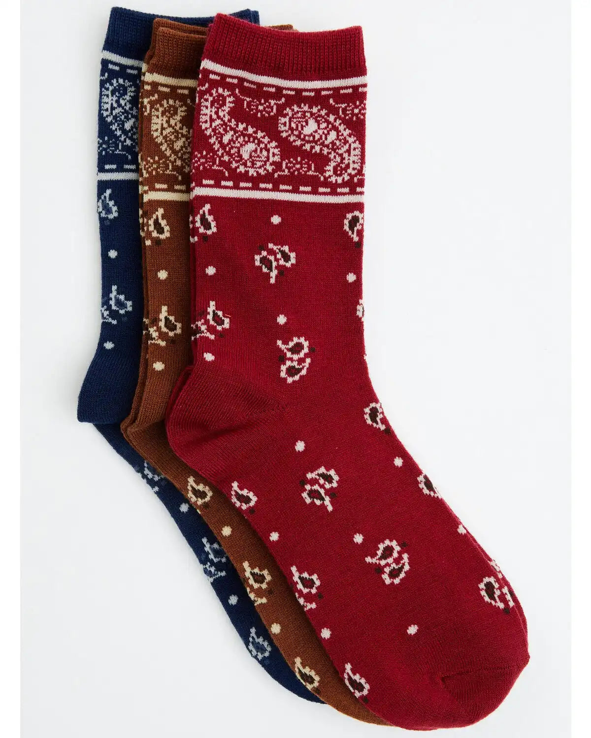 Boot Barn Women's Bandana Print Crew Socks - 3 Pack