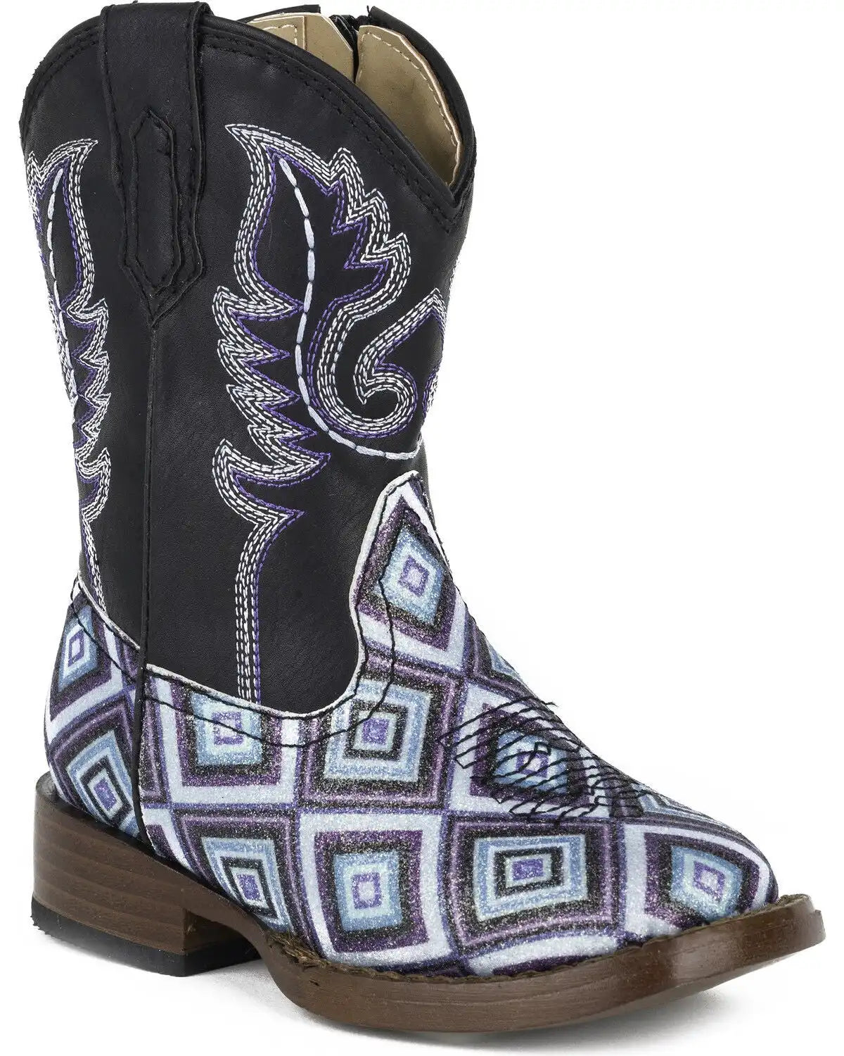 Roper Toddler Girls' Glitter Diamonds Western Boots - Square Toe