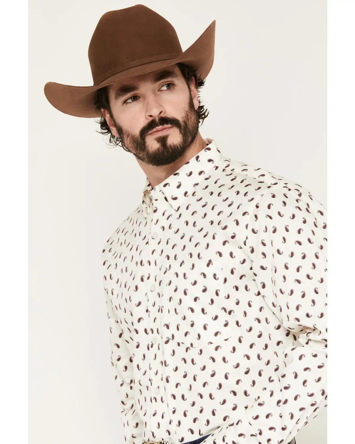 Wrangler X Cody Johnson Men's Micro Paisley Print Long Sleeve Button-Down Western Shirt
