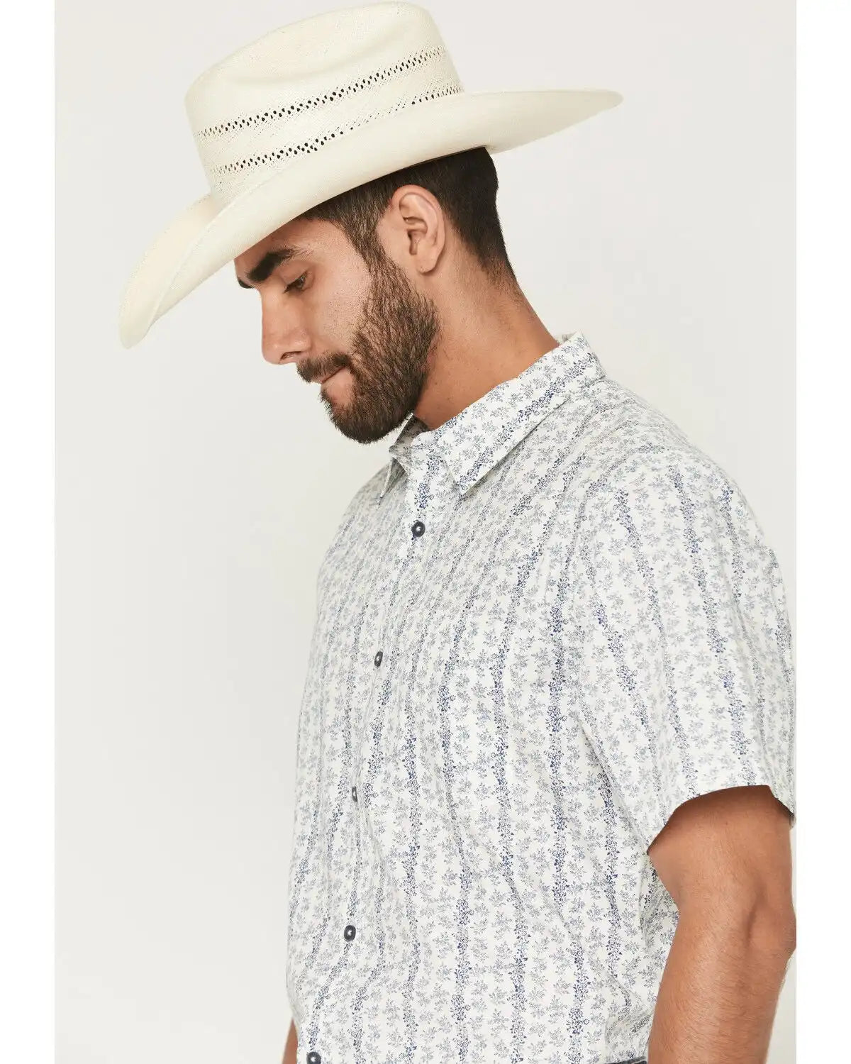 Gibson Trading Co Men's Jasper Floral Striped Short Sleeve Button-Down Western Shirt