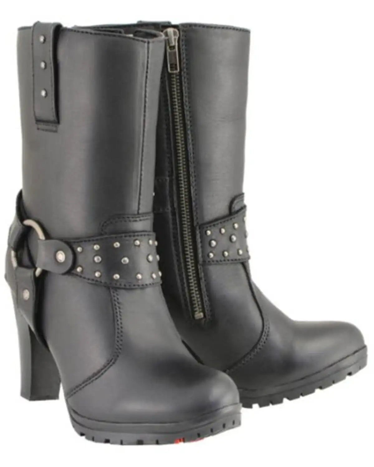 Milwaukee Leather Women's Leather Harness Boots - Round Toe