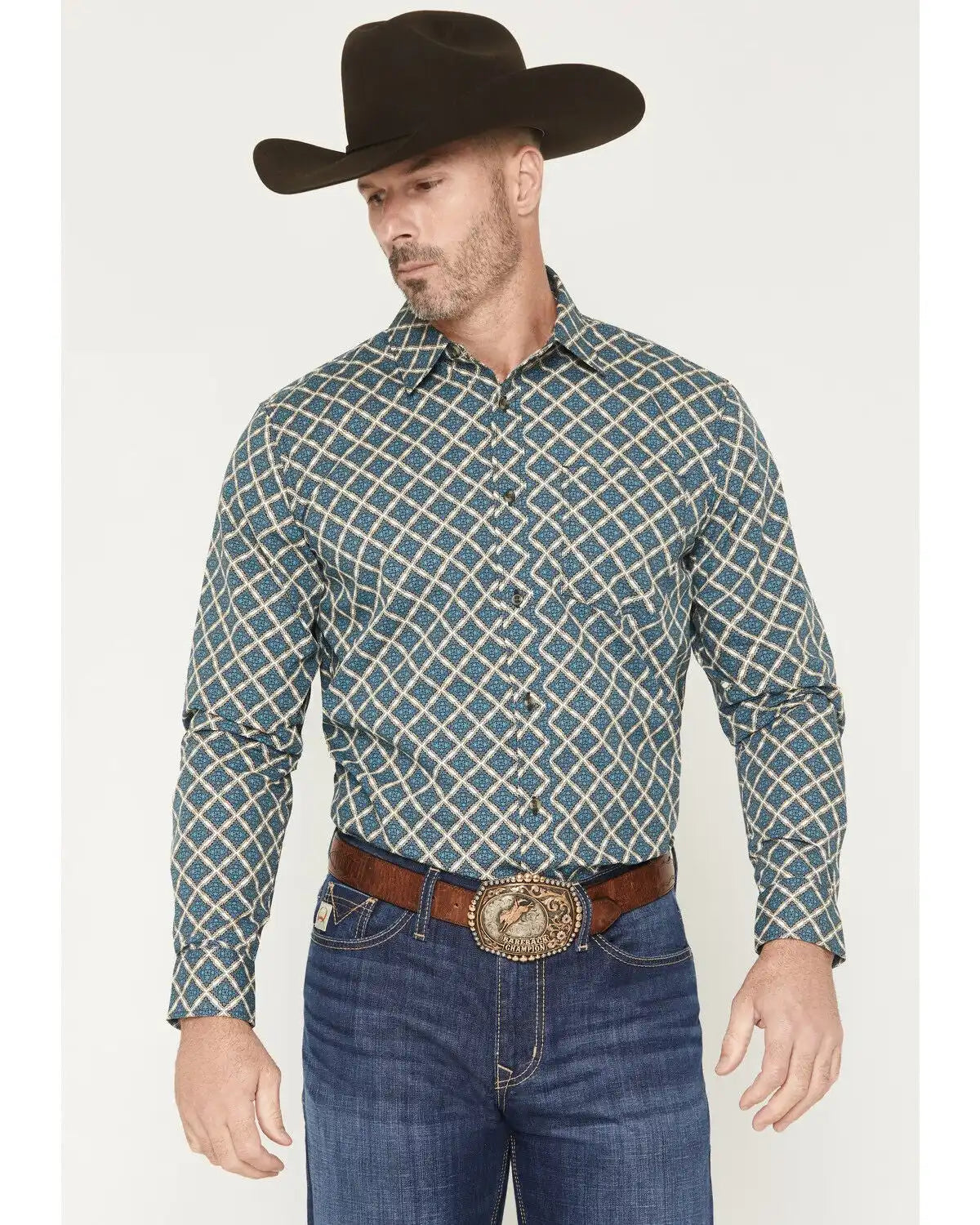 Gibson Trading Co Men's Tile Medallion Long Sleeve Button-Down Western Shirt