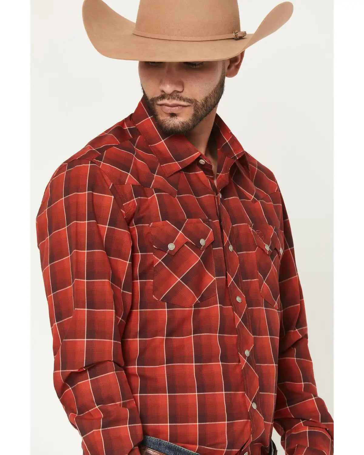 Wrangler Retro Men's Plaid Print Long Sleeve Snap Western Shirt