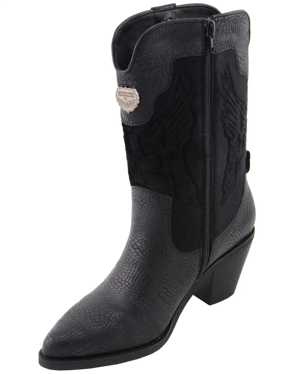 Milwaukee Leather Women's Snake Print Western Boots - Round Toe