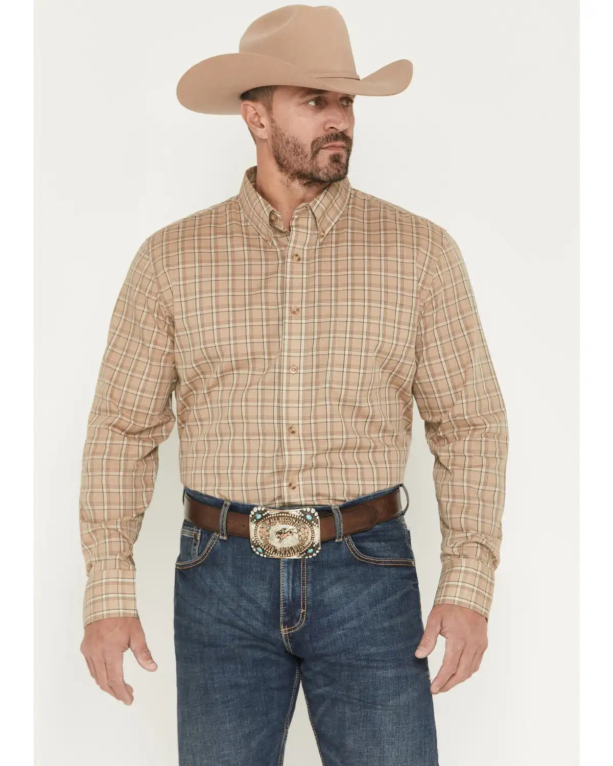 Wrangler Riata Men's Assorted Plaid Print Long Sleeve Button-Down Western Shirt