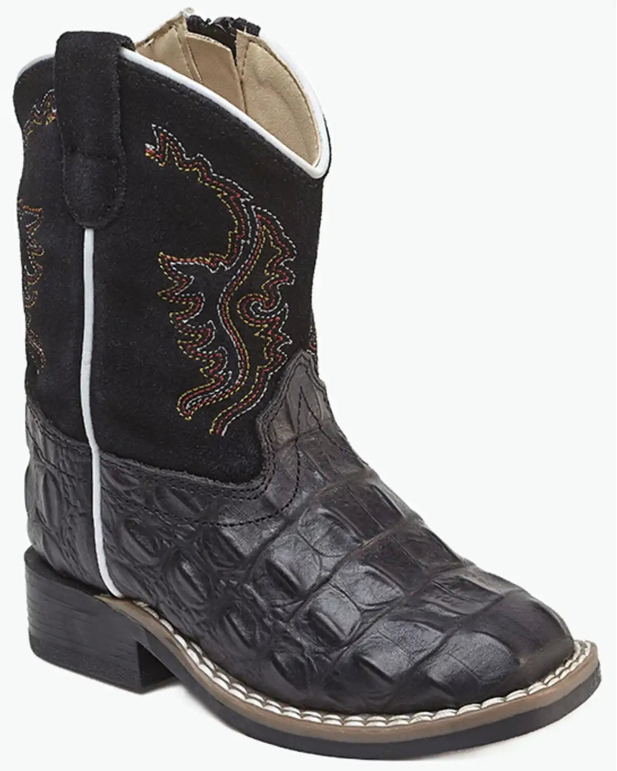 Old West Toddler Boys' Faux Alligator Western Boots - Broad Square Toe