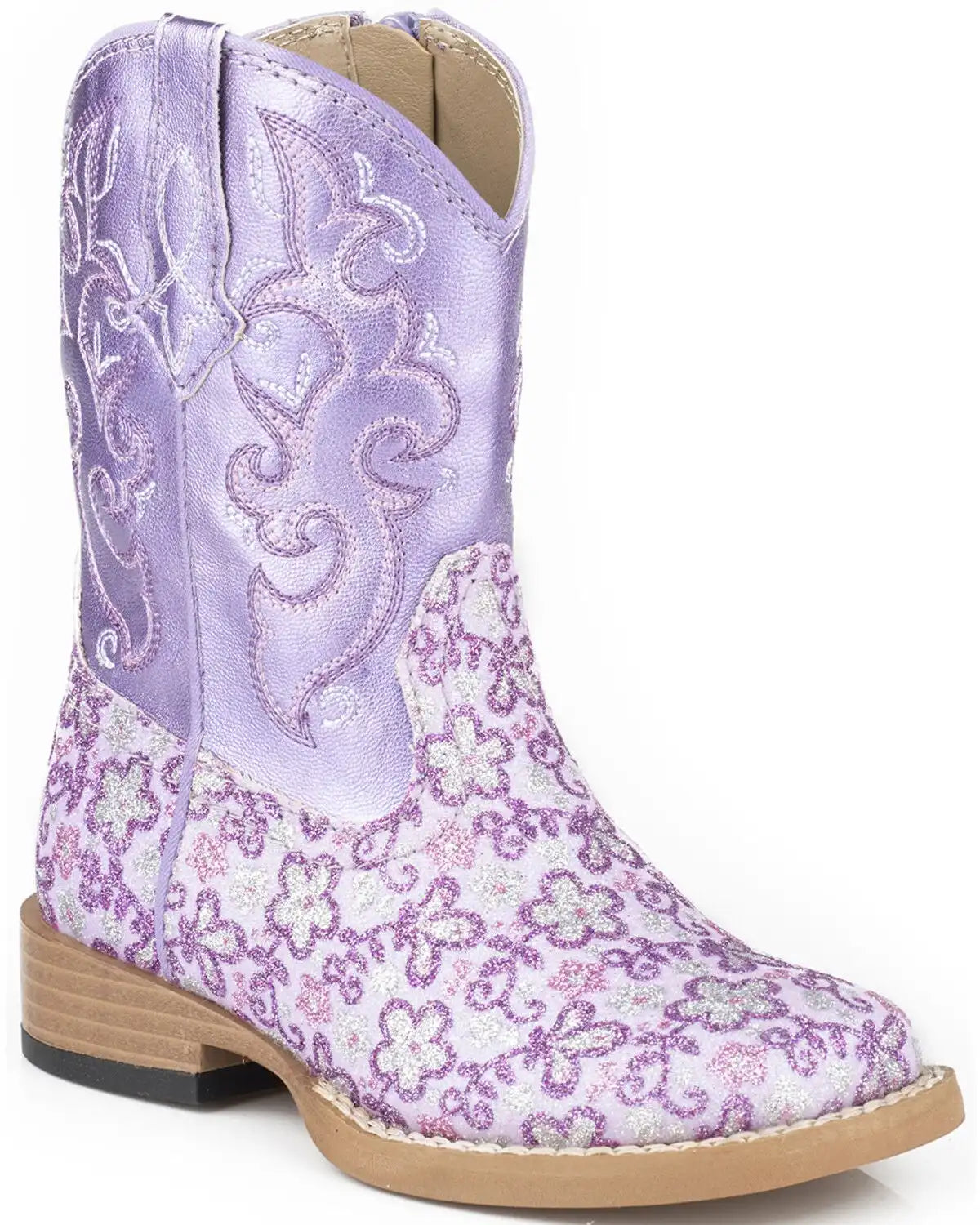 Roper Toddler Girls' Floral Glitter Western Boots - Square Toe