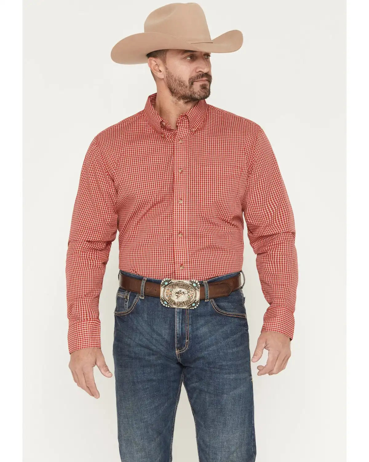 Wrangler Riata Men's Assorted Plaid Print Long Sleeve Button-Down Western Shirt