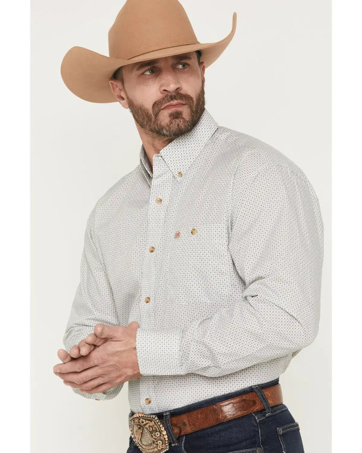 Wrangler Men's Classics Geo Print Long Sleeve Button-Down Western Shirt - Tall