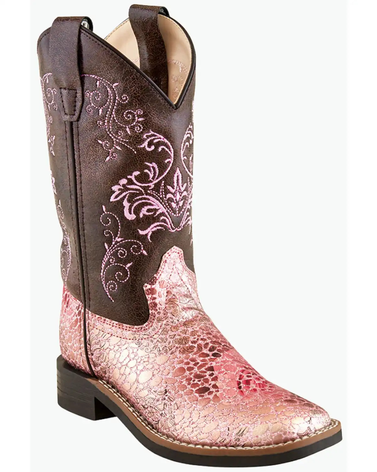 Old West Girls' Crackle Western Boots - Broad Square Toe