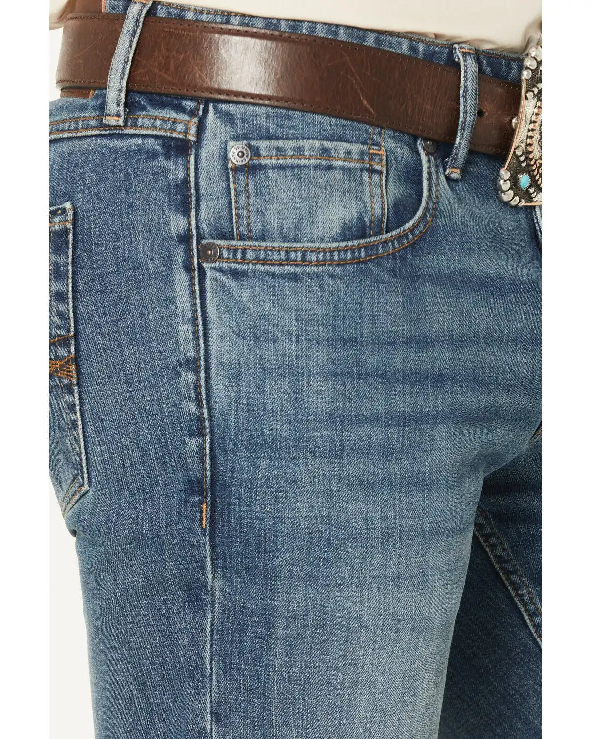 RANK 45® Men's Roughstock Roadrunner Wash Brock Relaxed Bootcut Performance Stretch Denim Jeans