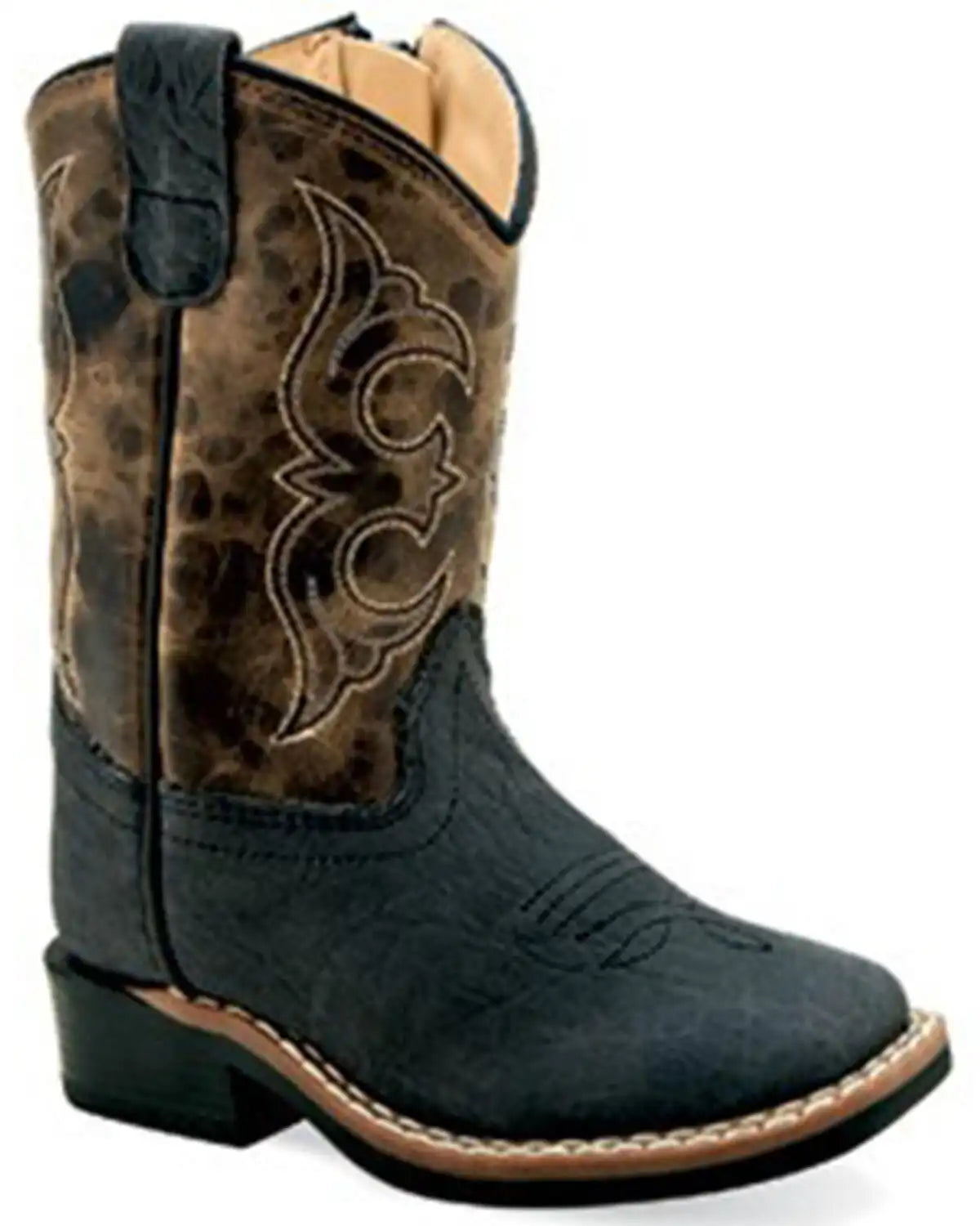 Old West Toddler Boys' Bull Hide Print Western Boots - Broad Square Toe