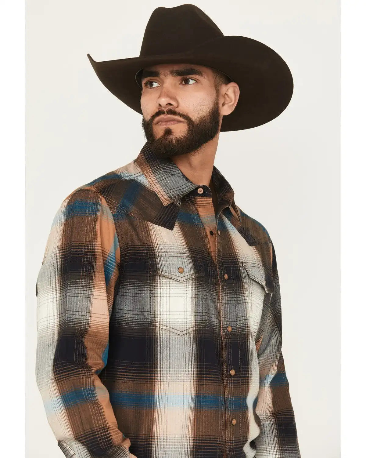Wrangler Retro Men's Plaid Print Long Sleeve Snap Western Shirt