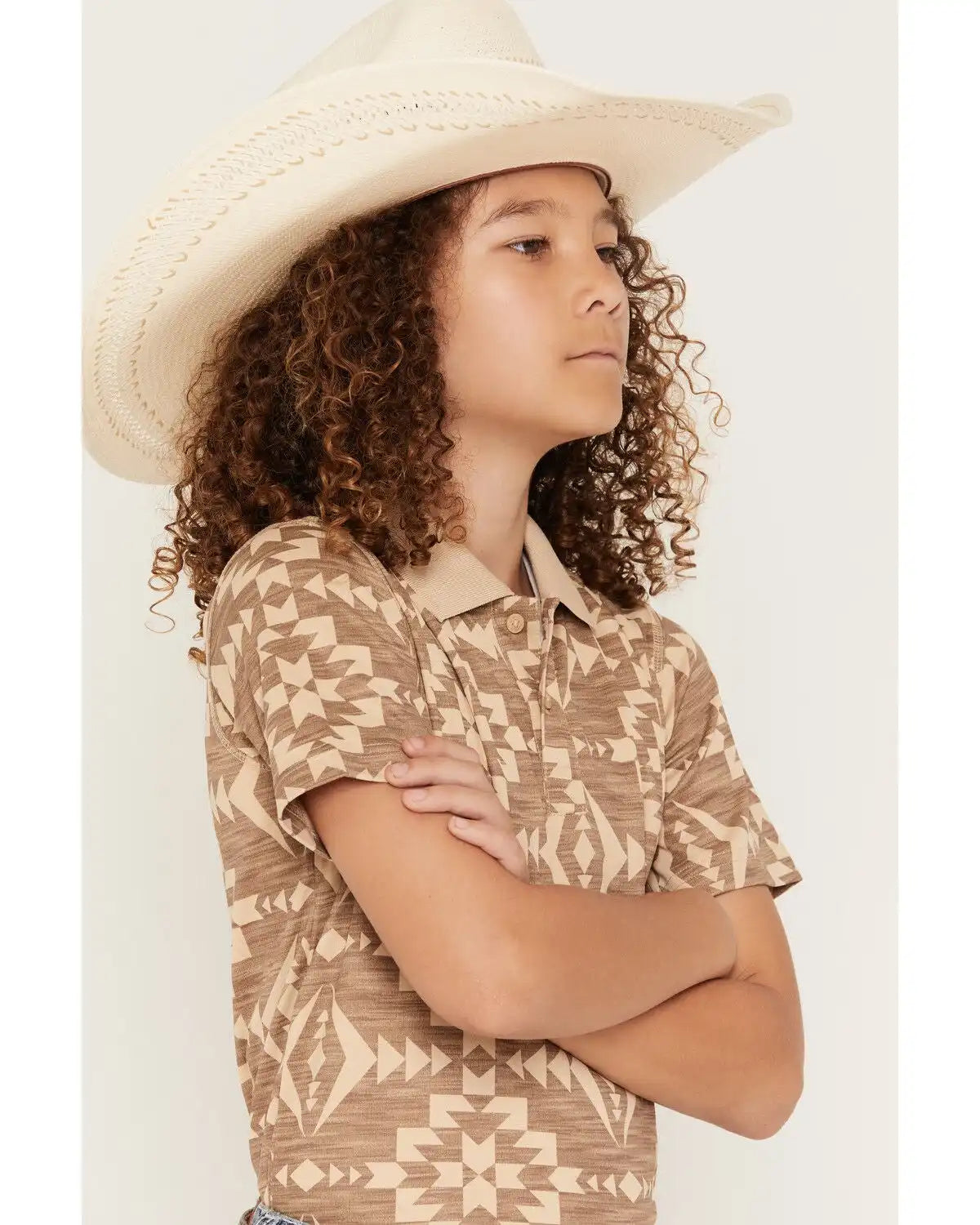 RANK 45® Boys' Southwestern Print Short Sleeve Button-Down Polo Shirt