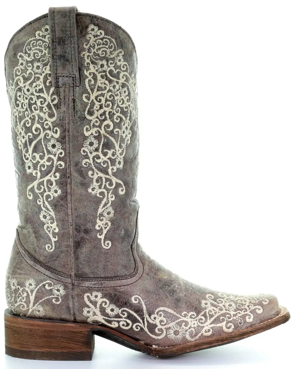 Corral Women's Brown Crater Embroidered Western Boots - Square Toe
