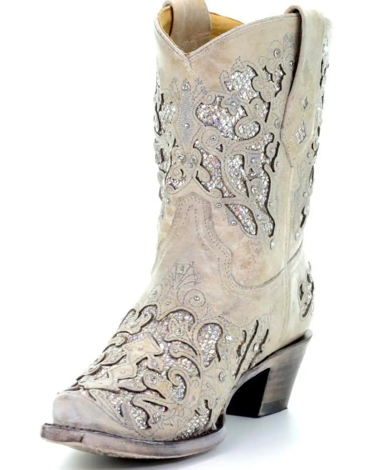 Corral Women's Metallic Glitter Inlay & Crystal Boots - Snip Toe