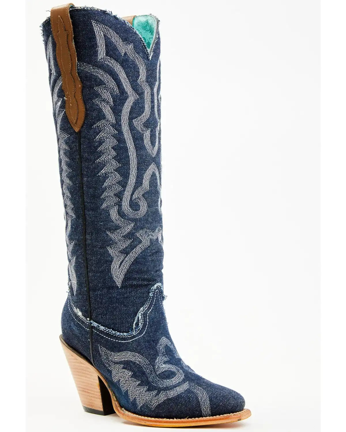 Corral Women's Denim Embroidered Tall Western Boots - Snip Toe