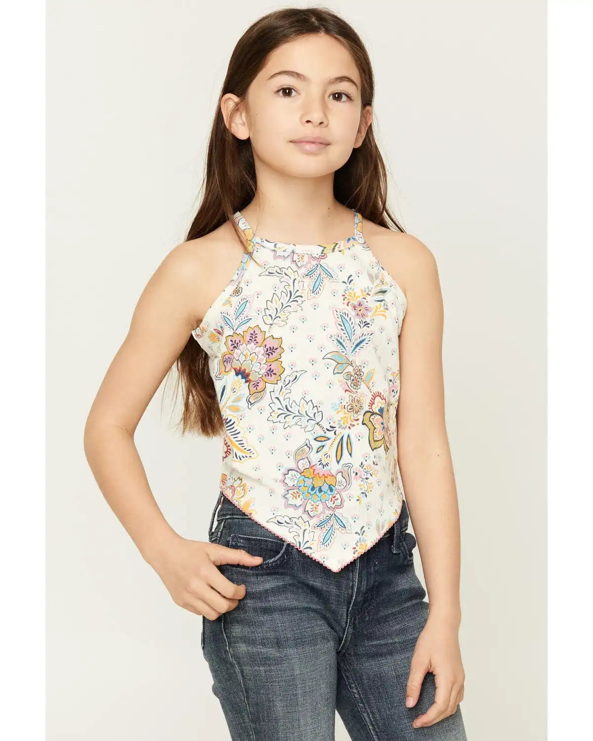 Shyanne Girls' Paisley Print Halter Tank Top