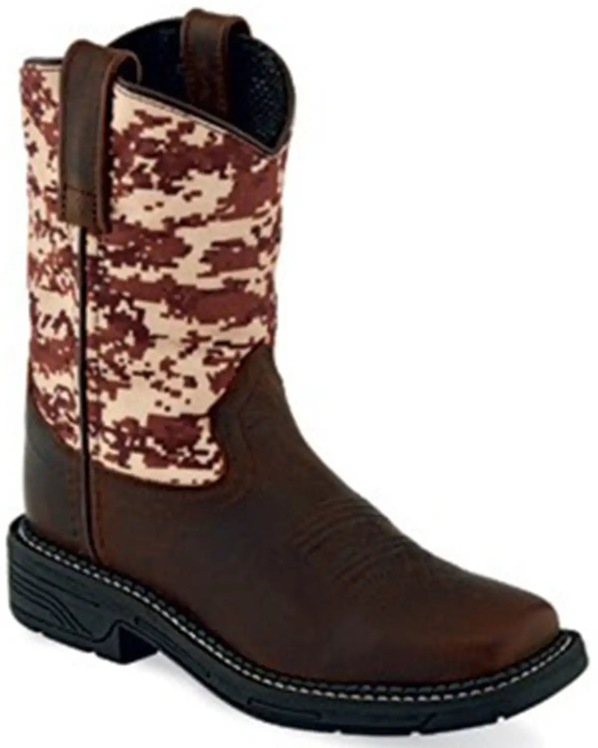 Old West Boys' Camo Western Boots - Broad Square Toe