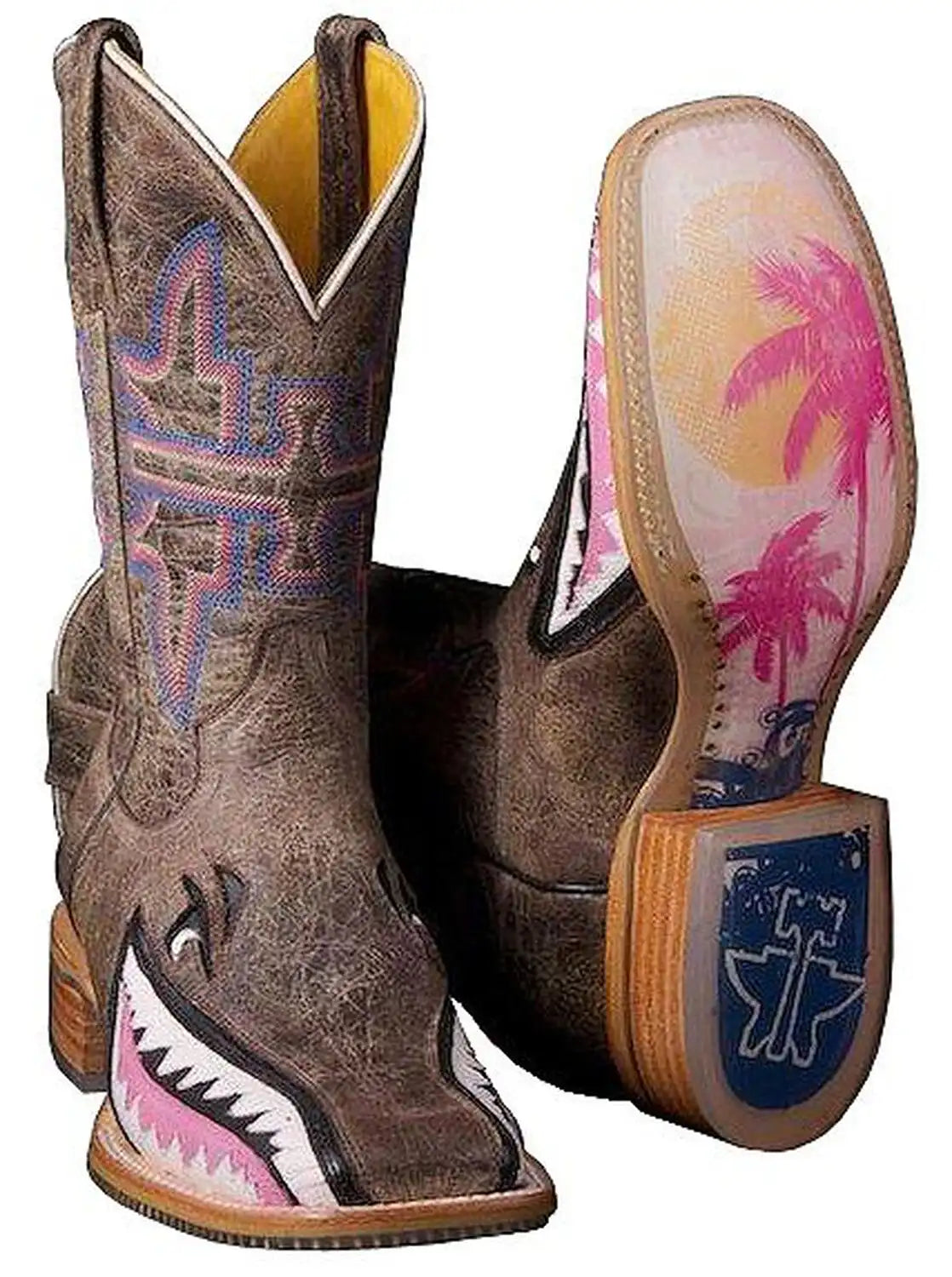 Tin Haul Women's Man Eater Shark Western Boots - Square Toe