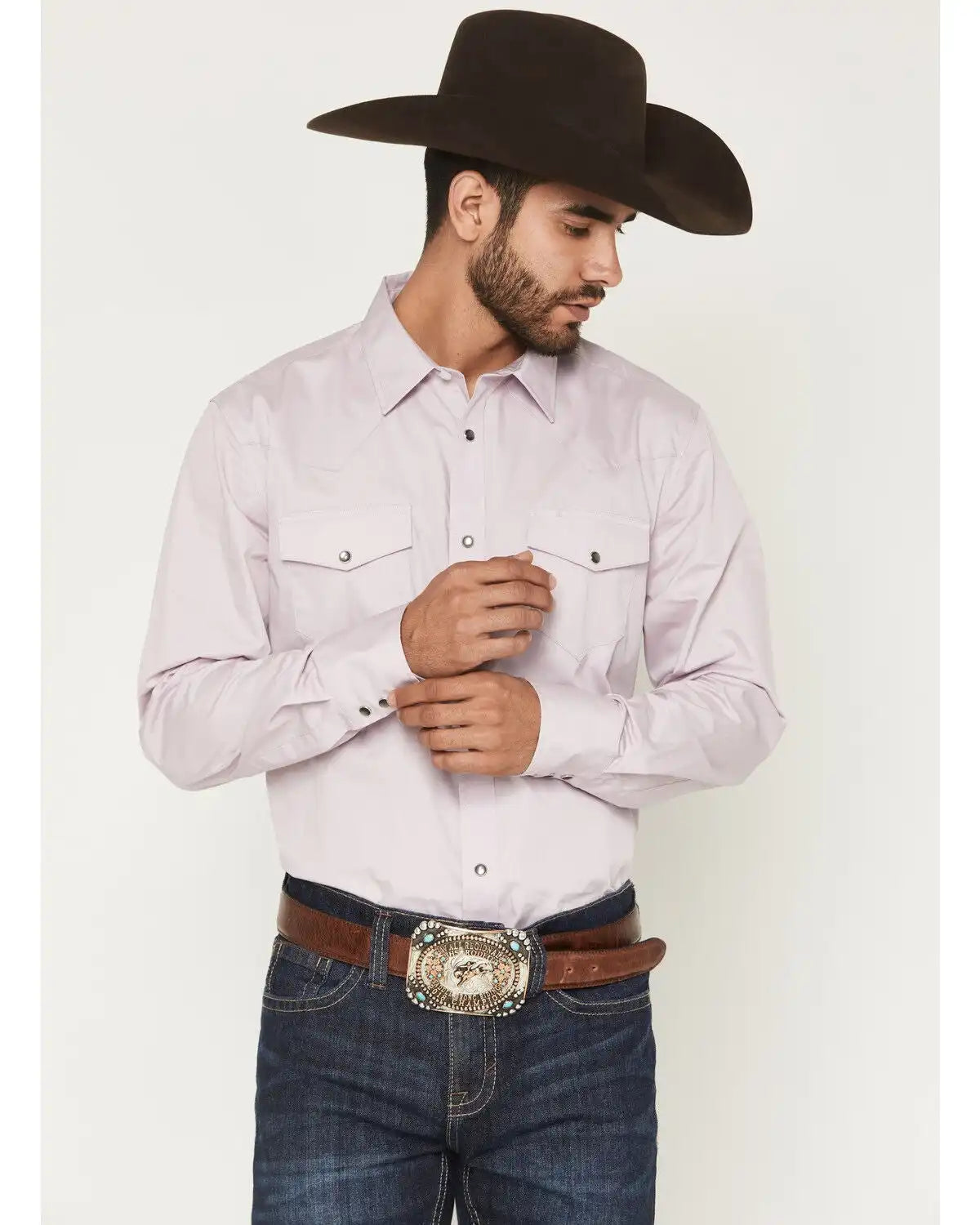 Gibson Trading Co Men's Solid Long Sleeve Snap Western Shirt