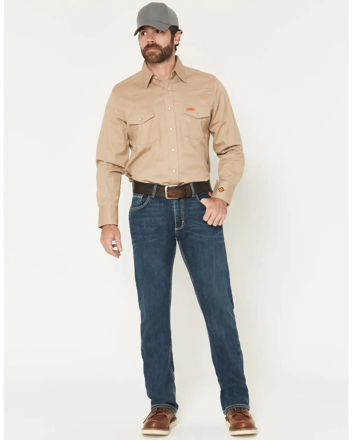 Wrangler Men's FR Medium Wash Slim Bootcut Stretch Denim Jeans