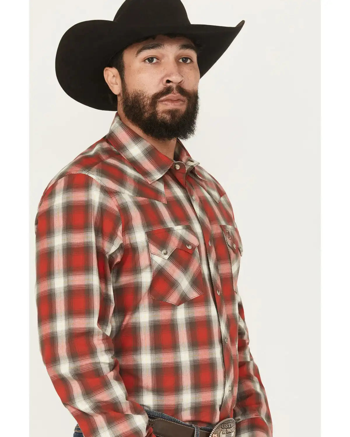 Wrangler Retro Men's Plaid Print Long Sleeve Snap Western Shirt