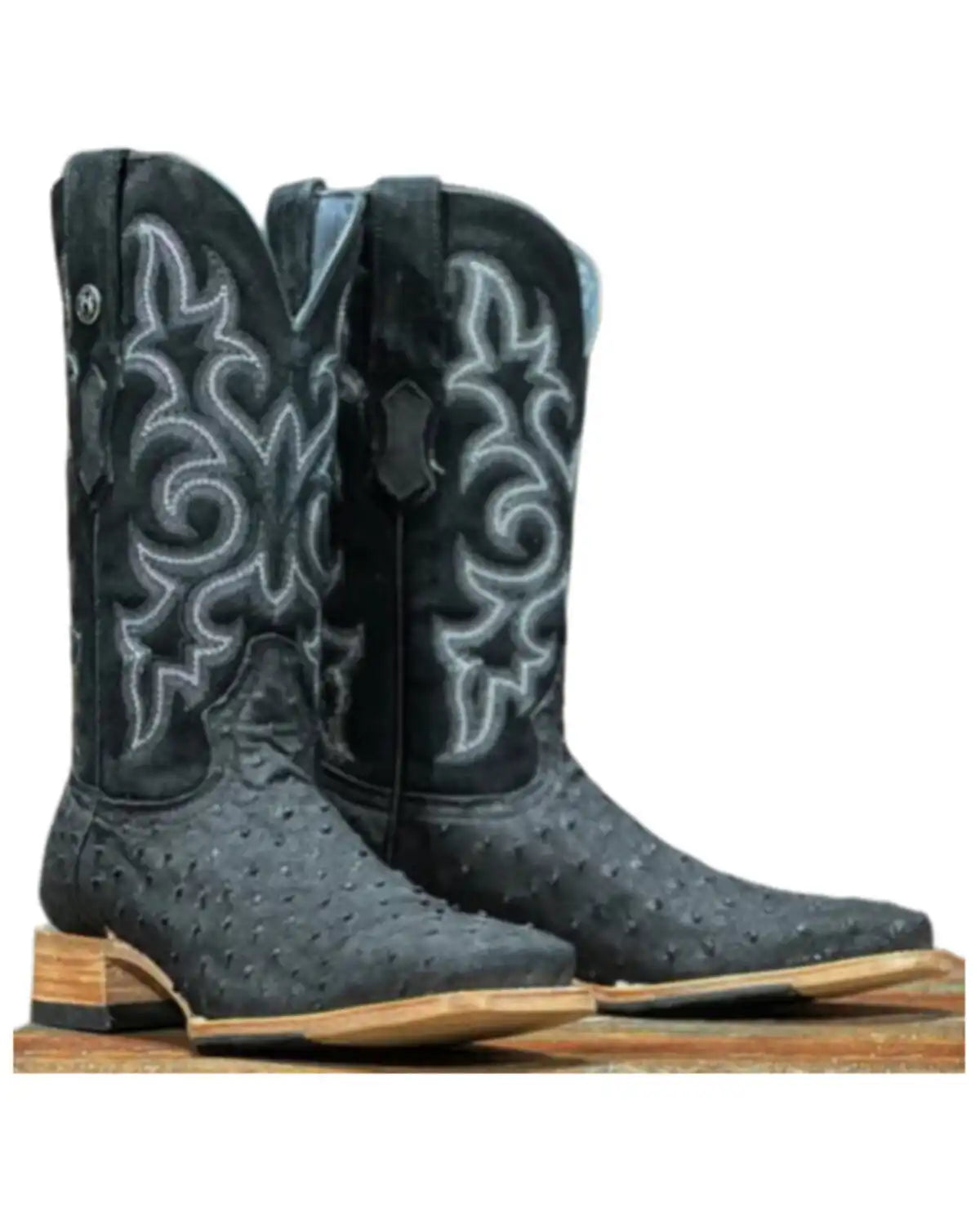 Tanner Mark Men's Exotic Full Quill Ostrich Western Boots - Broad Square Toe