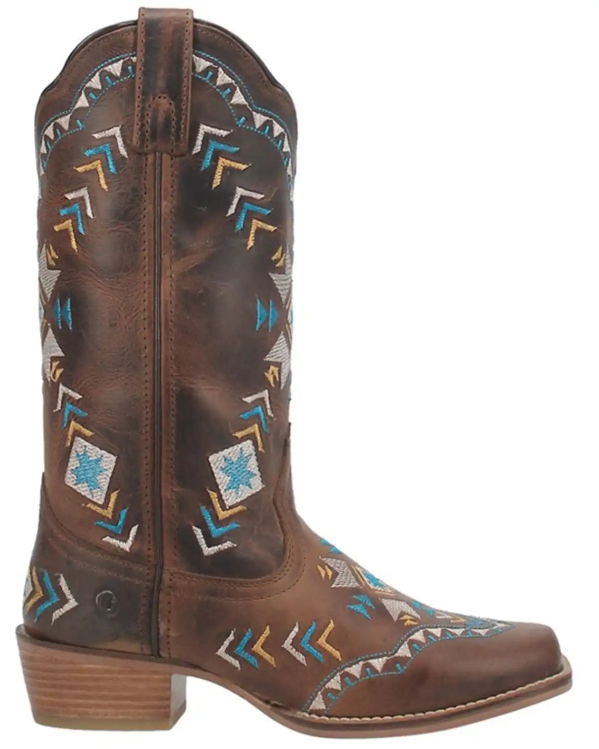 Dingo Women's Mesa Southwestern Embroidered Pull On Western Boots - Square Toe