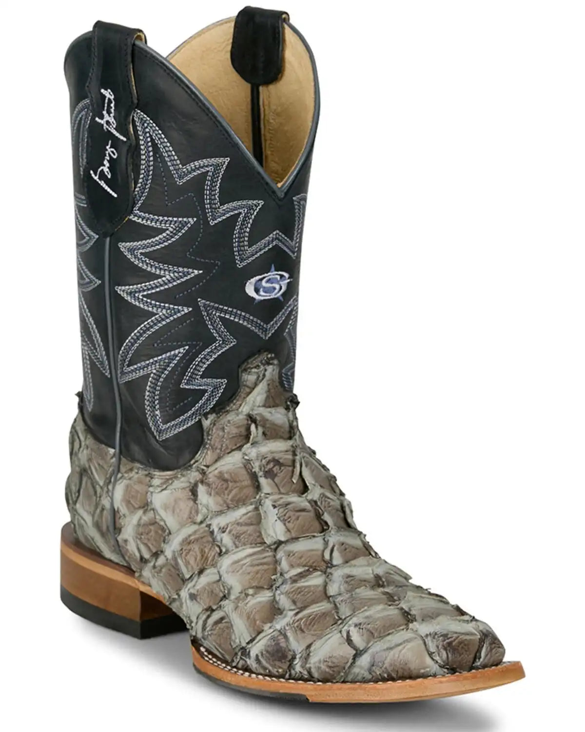 Justin Men's Ocean View Exotic Pirarucu Western Boots - Broad Square Toe