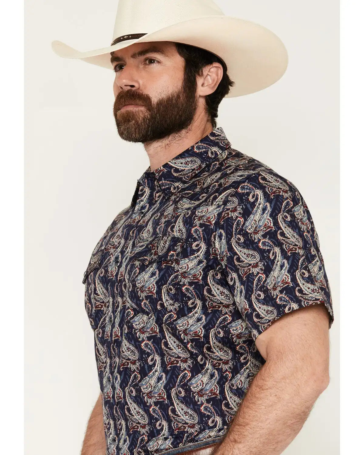 Cody James Men's Easy Livin' Paisley Print Short Sleeve Snap Western Shirt