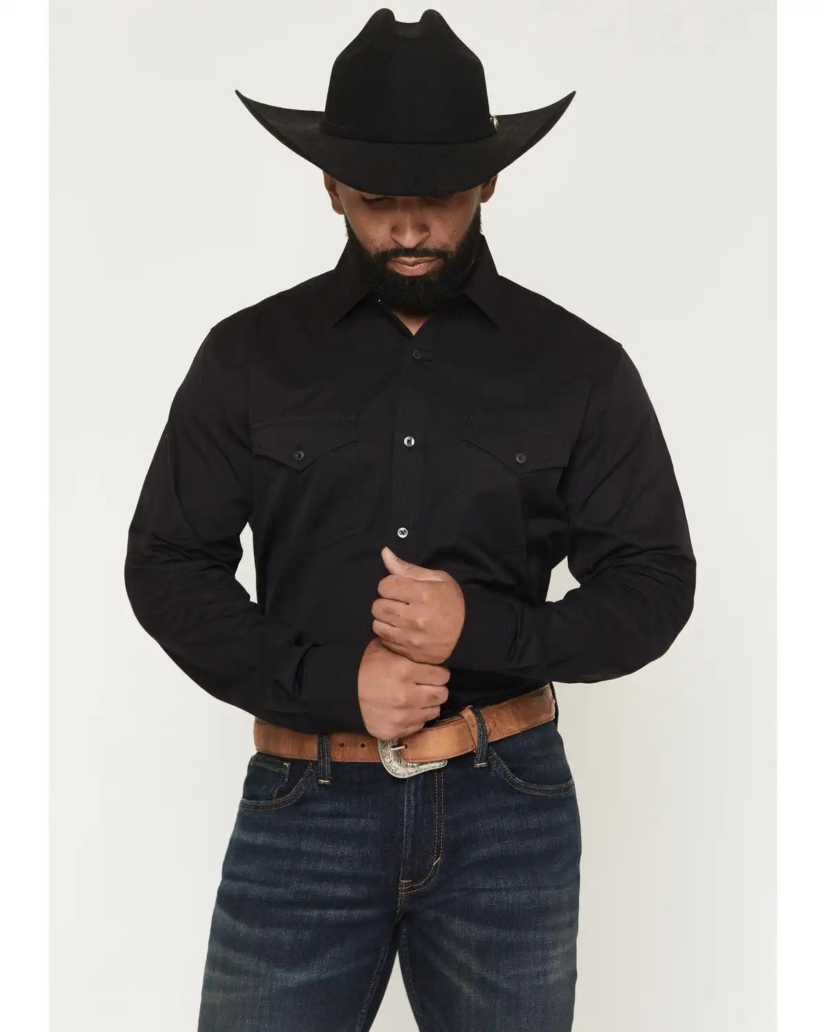 Cody James Black 1978® Men's Lawman Solid Long Sleeve Button-Down Western Shirt