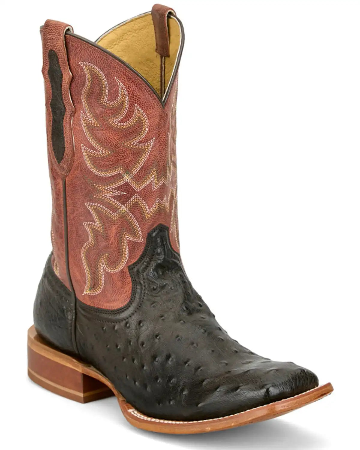Tony Lama Men's Blaine Exotic Ostrich Western Boots - Broad Square Toe