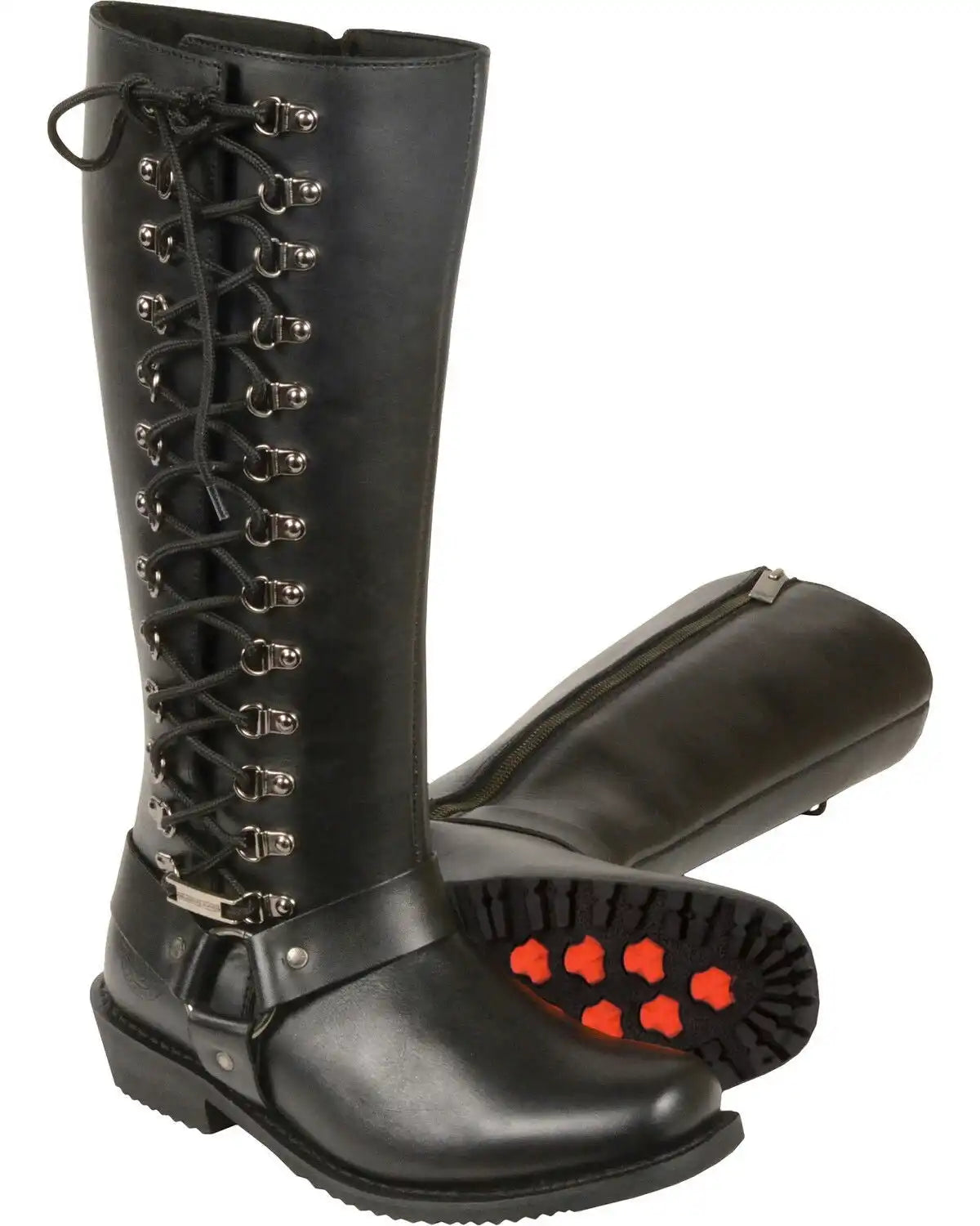 Milwaukee Leather Women's 14" Full Lacing Classic Harness Boots - Square Toe - Wide