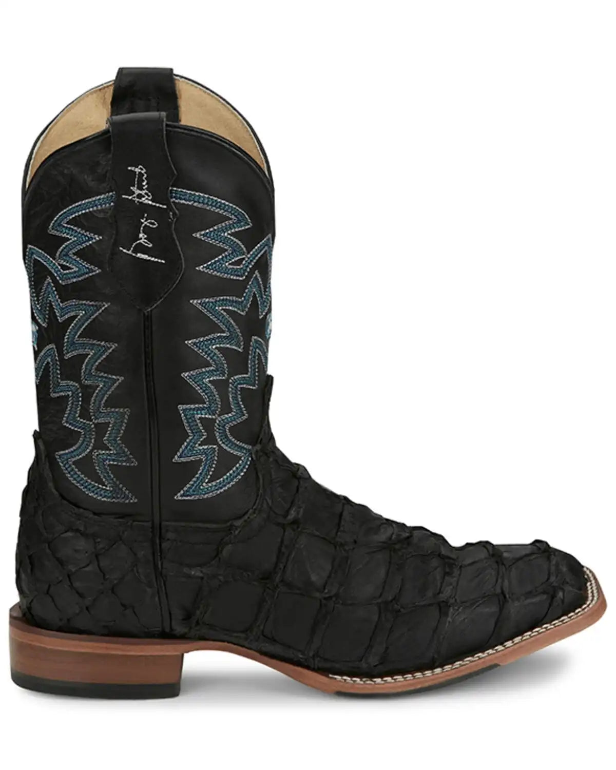 Justin Men's Ocean Front Exotic Pirarucu Western Boots - Broad Square Toe