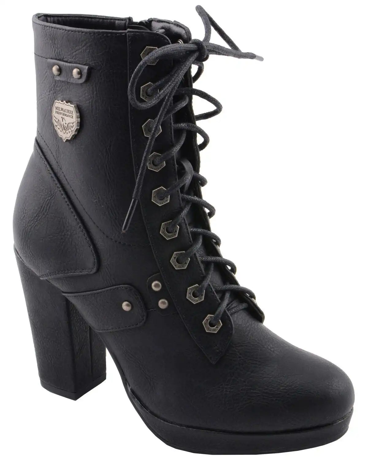 Milwaukee Leather Women's Lace Toe Toe Platform Boots - Round Toe