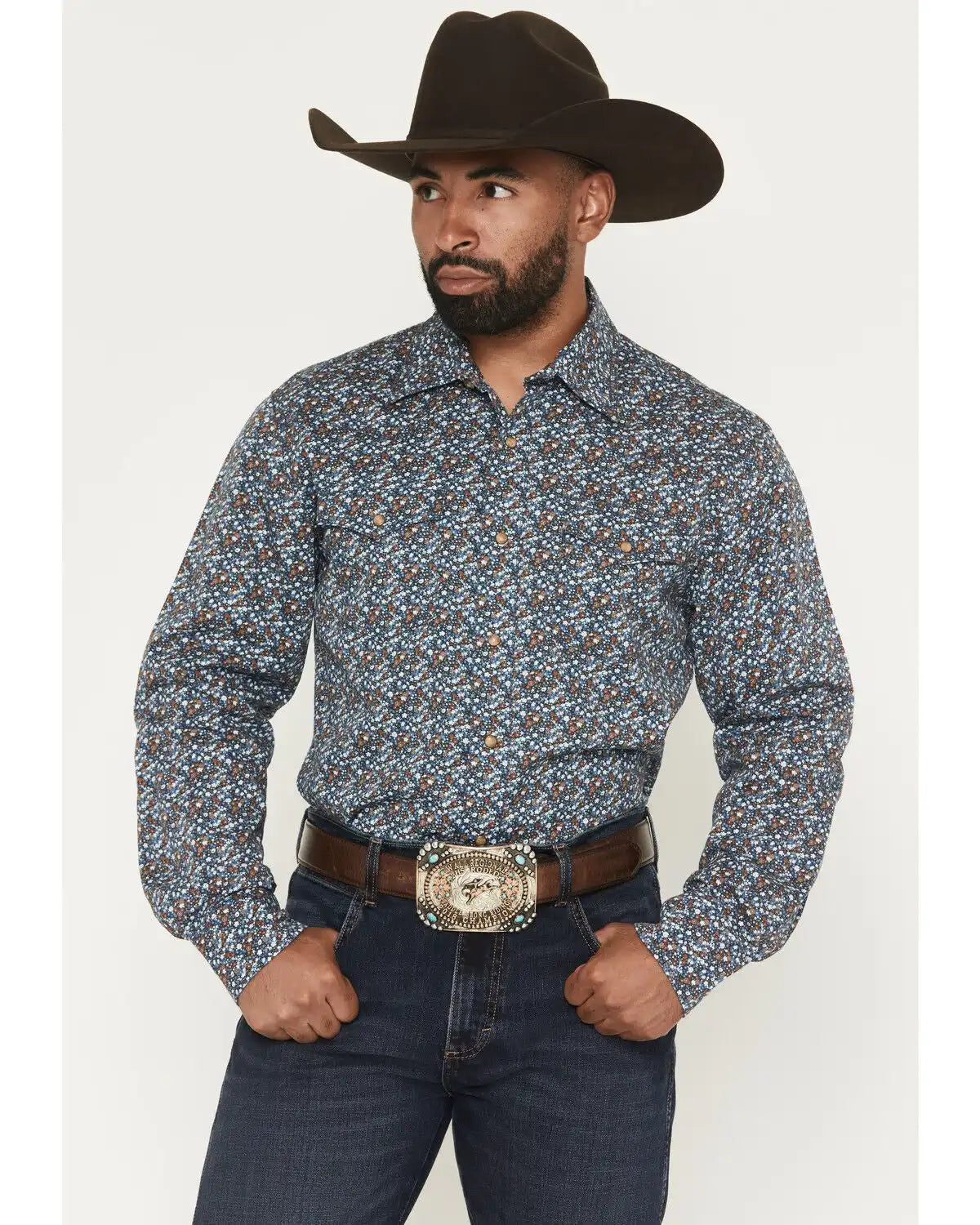 Wrangler Retro Men's Floral Print Long Sleeve Snap Western Shirt
