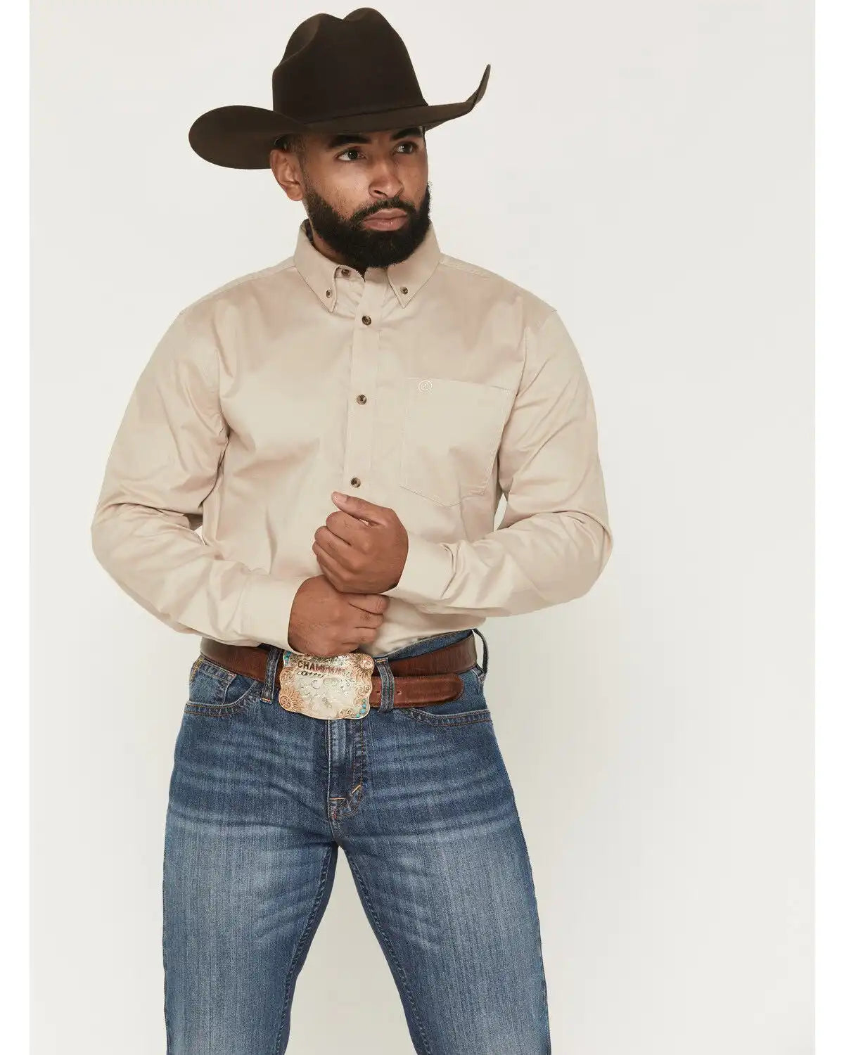 Cody James Men's Basic Solid Long Sleeve Button-Down Stretch Western Shirt