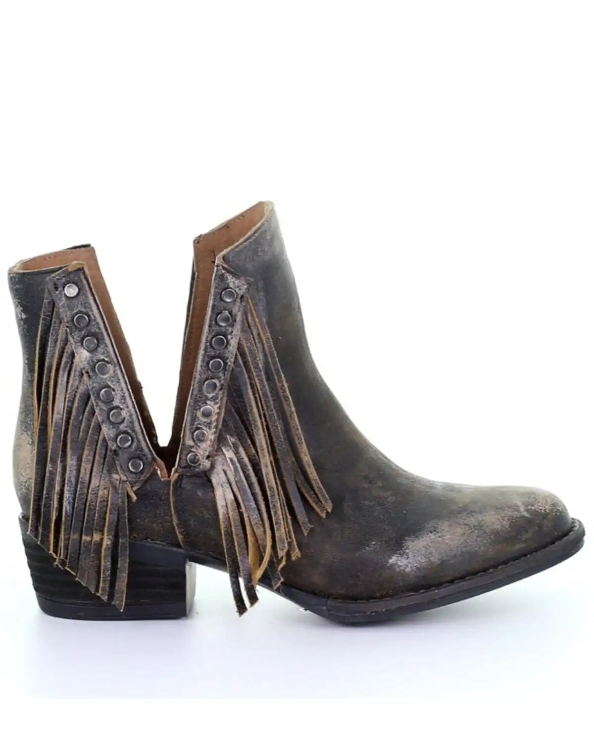 Circle G Women's Studded Fringe Fashion Booties - Round Toe