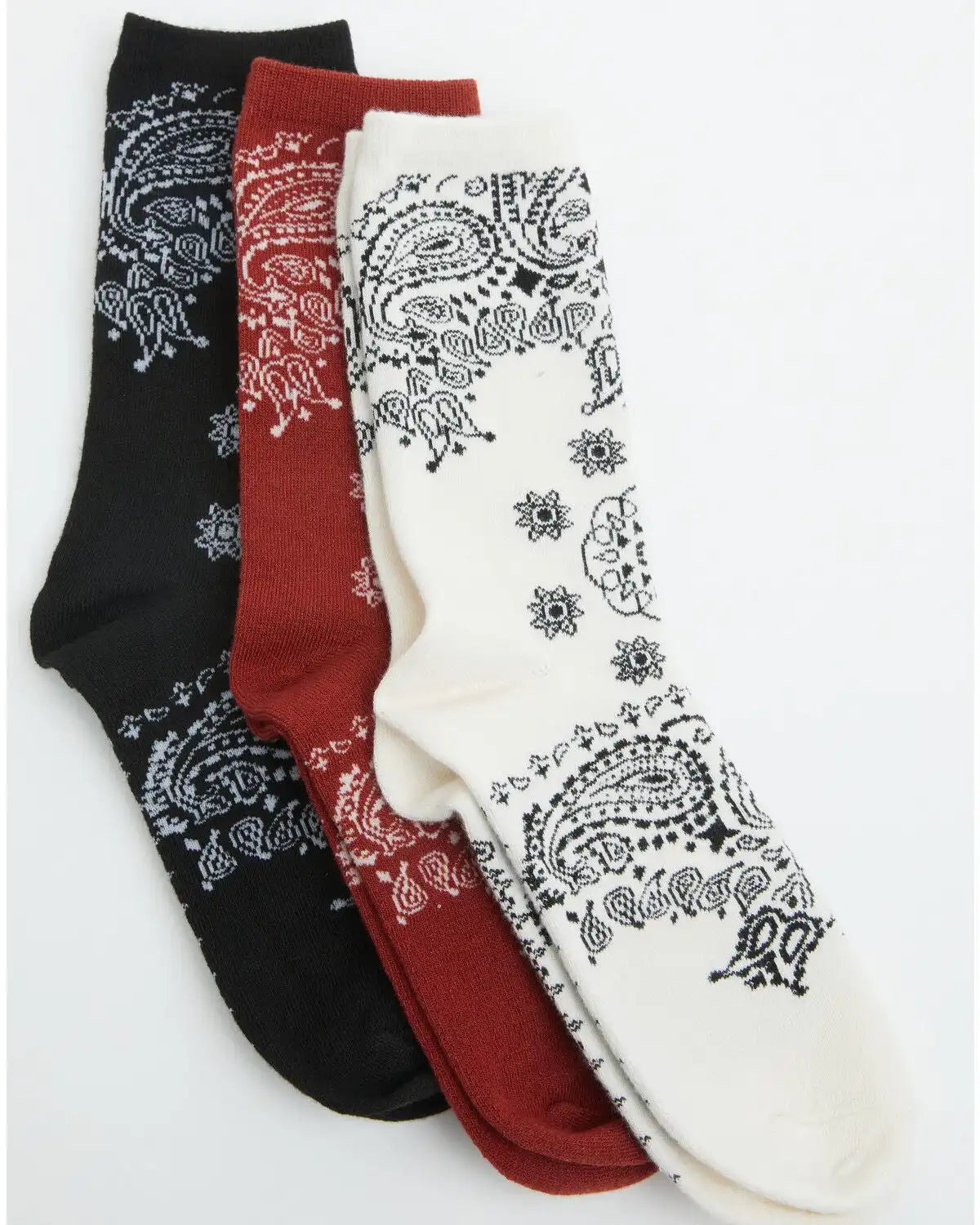 Boot Barn Women's Honor Bandana Print Crew Socks - 3 Pack