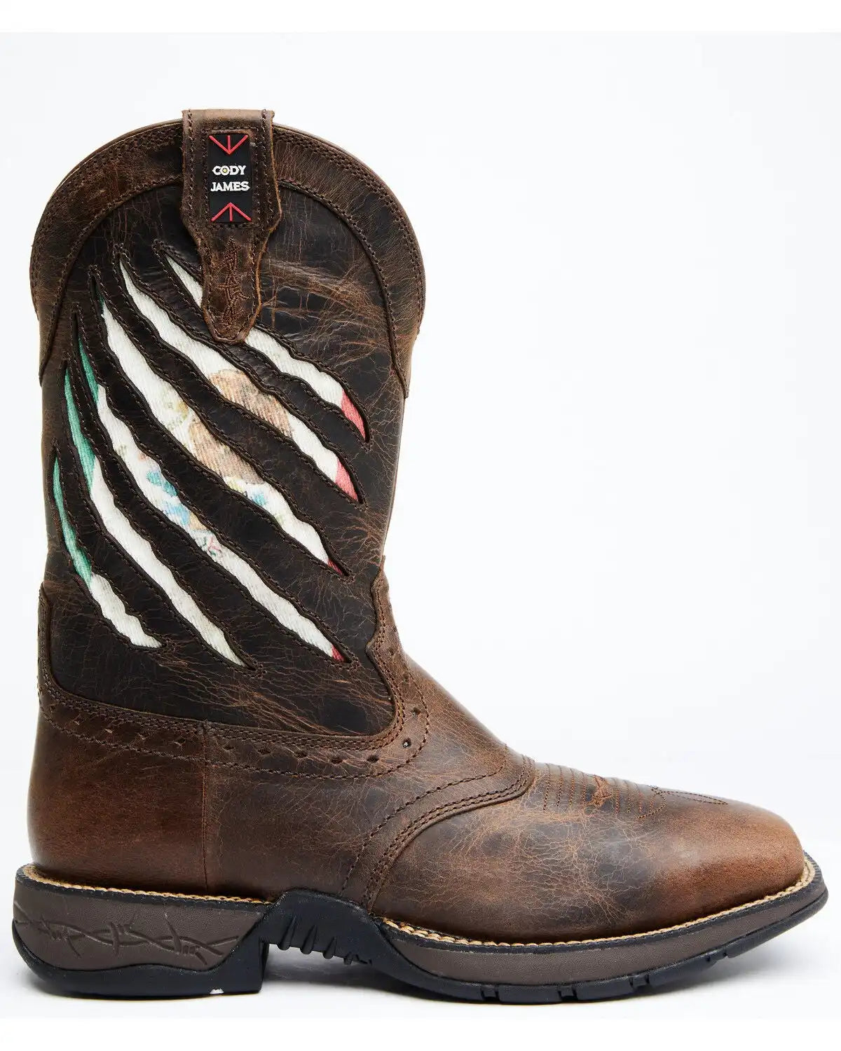 Cody James Men's Scratch Mexico Flag Lite Performance Western Boots - Broad Square Toe