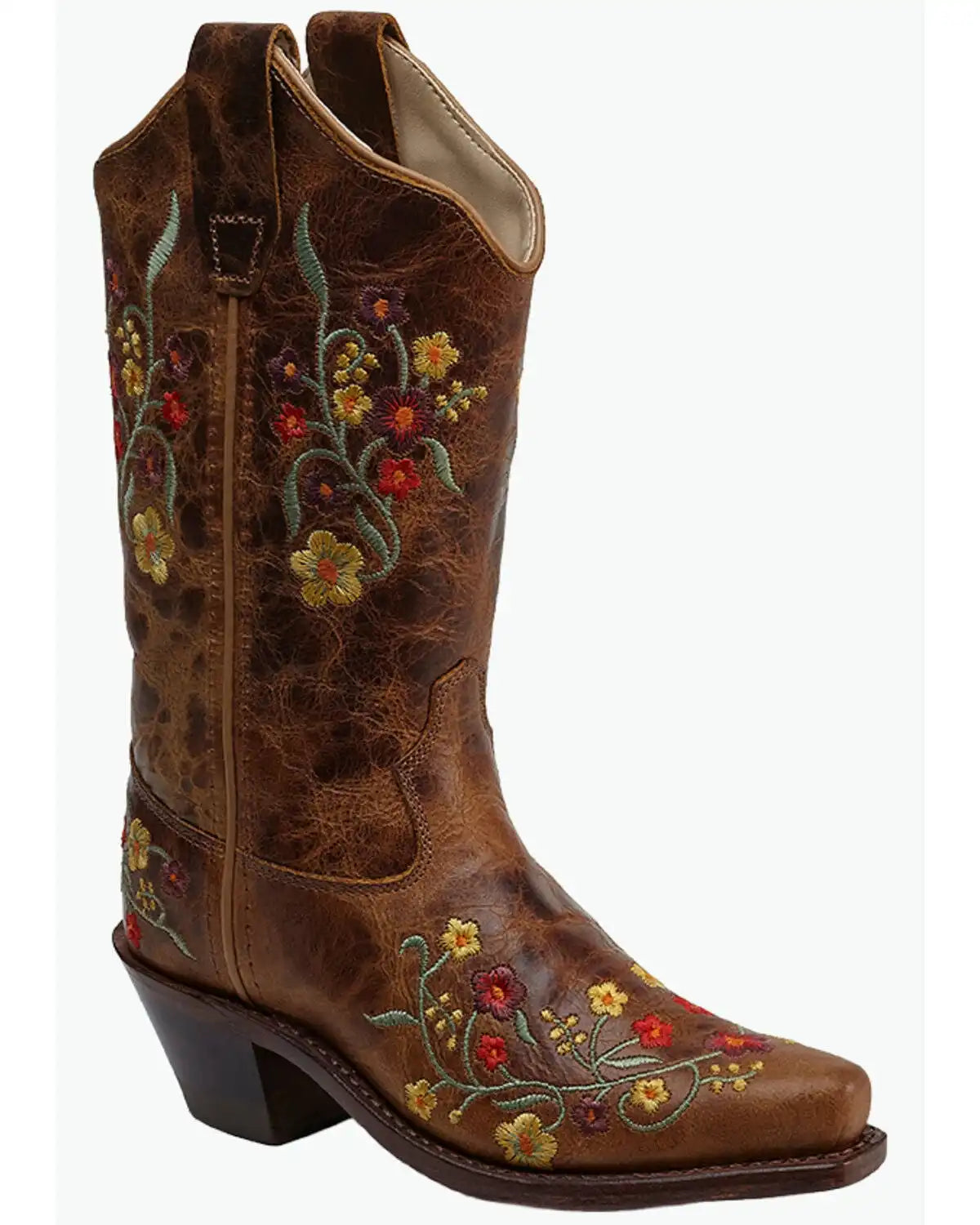 Old West Girls' Floral Western Boots - Snip Toe