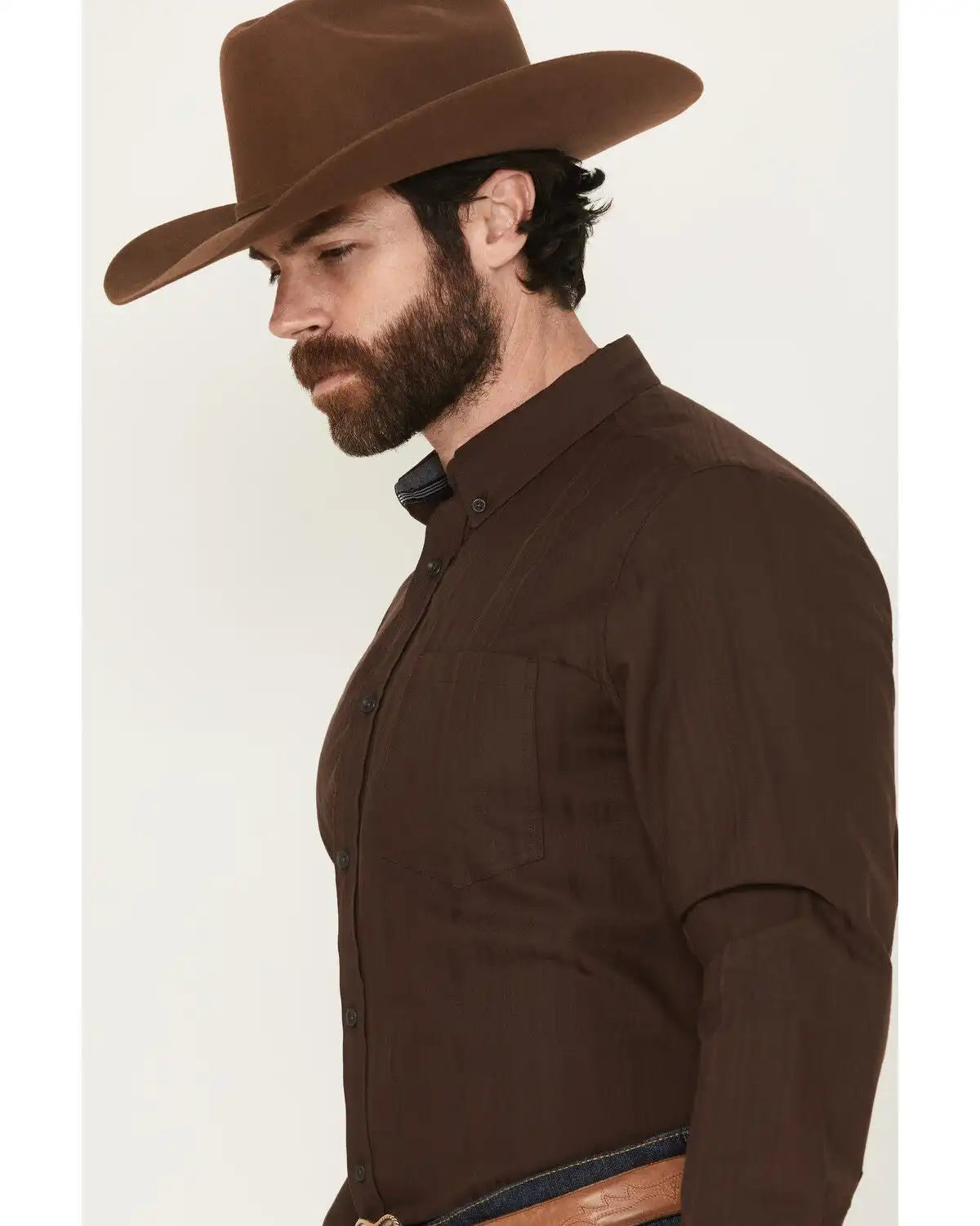 Cody James Men's Old West Tonal Striped Print Long Sleeve Button-Down Western Shirt
